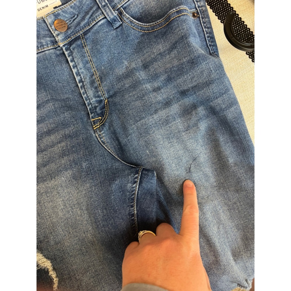 For The Republic Women Distressed Skinny Jeans Medium Wash Raw Hem Slit 8/28 - Picture 3 of 5